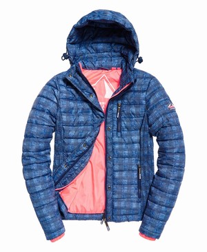 Superdry Fuji Slim Double Cipzár Hooded Női Kabát Sötétkék | UNEBJ3874